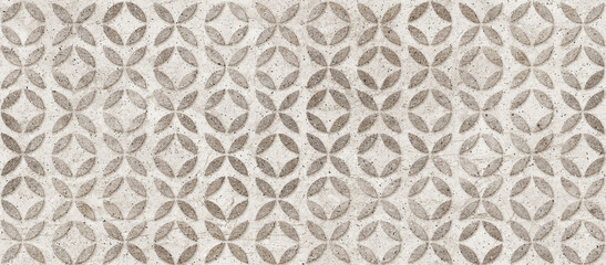 Fototapeta na wymiar cement texture with geometric flowers pattern.Design for wallpaper, fabric or ceramic tile surface