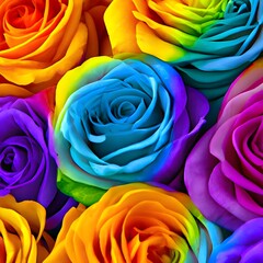 Fototapeta na wymiar Rainbow roses background. Valentine's Day. Generative AI. 
