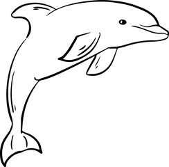 Sketch hand drawn dolphin jump aquatic and animal coloring