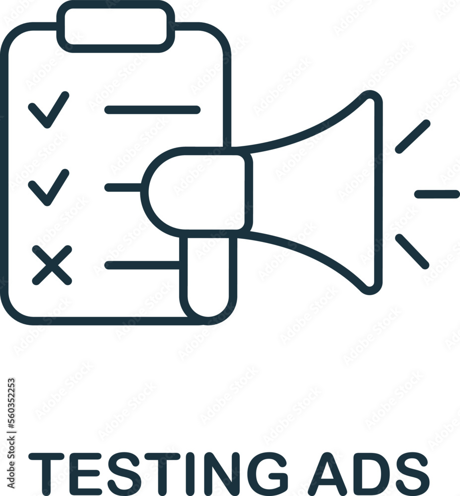 Poster testing ads icon. monochrome simple neuromarketing icon for templates, web design and infographics