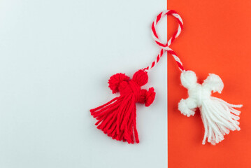 Traditional Martisor - symbol of holiday 1 March, Martenitsa, Baba Marta, beginning of spring and...