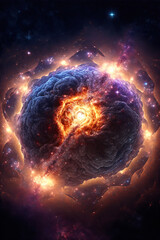 Fototapeta premium Vacuum decay spreading through the beautiful cosmos, Generative AI