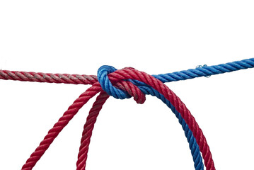 Red and blue rope on a transparent background