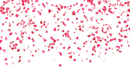 Falling red and pink hearts isolated on transparent background. Valentine’s day design. 3D rendering