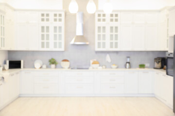 Blurred view of modern kitchen. Interior design