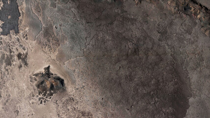 aerial view of rocky and arid terrain rugged geography