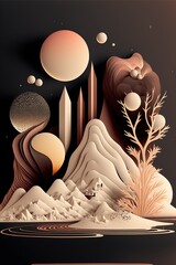 abstract subtle and neutral-colored generative ai illustration