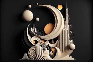 abstract subtle and neutral-colored generative ai illustration