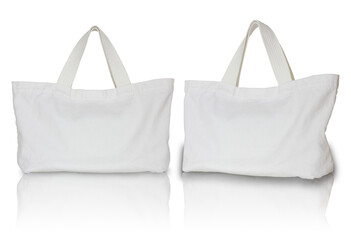 white fabric bag isolated with reflect floor for mockup