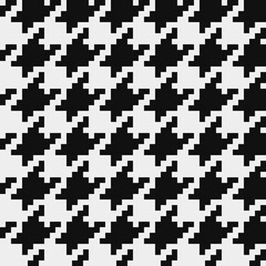 Houndstooth pattern. Abstract seamless fashion trend pattern fabric textures, black and white pattern, pixel art vector monochrome illustration. Design for web and mobile app.