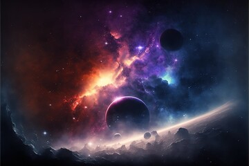 A Space of the galaxy ,atmosphere with stars at dark background. Generative AI