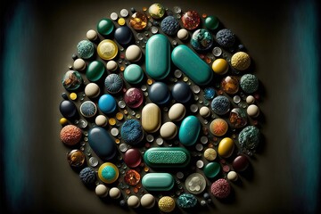 medicine pills array generative ai layout 