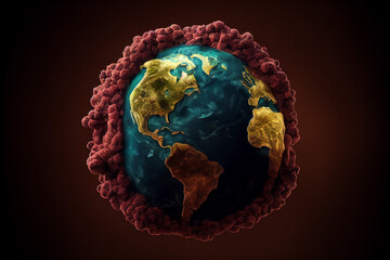 coronavirus and planet Earth. Attack bacteria viruses. Planet was shaken by big epidemic..