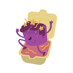 Korean Bento mini box cake. Editable vector illustration