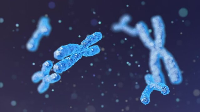 Chromosomes Abstract Scientific Blurry Background. Looped 3D animation