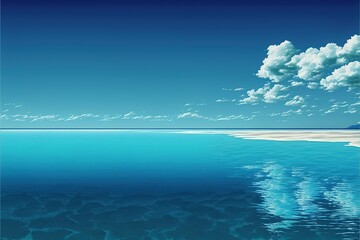 Naklejka premium amazing empty beach generative ai summer landscape with clear blue sky and crystal water