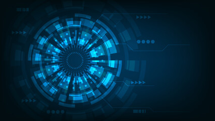 Abstract futuristic technology background. hi tech circle on dark blue screen
