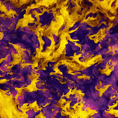 Generative AI. An abstract luxury background featuring yellow gold and purple paint splashes, a watercolor painting of waves, and a digital modern art piece with high resolution in 4K.