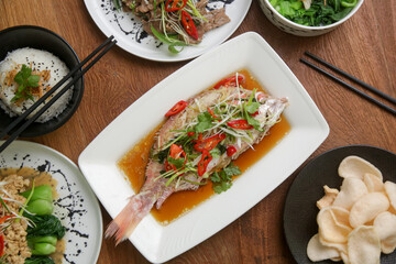 Various Chinese food on the table. Foods to eat on Lunar New Year’s Eve