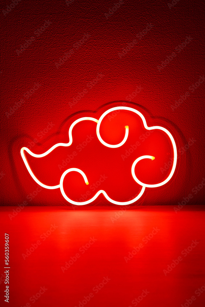 Wall mural Red neon sign naruto. Trendy style. Game style. Neon sign. Custom neon. Game