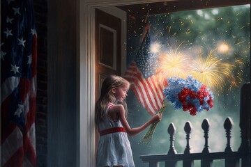 retro 4th of July independence day generative ai background