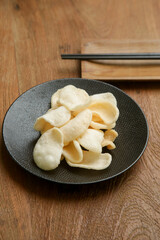 Prawn crackers - a deep fried snack made from starch and prawn, common snack in Southeast Asian cuisine