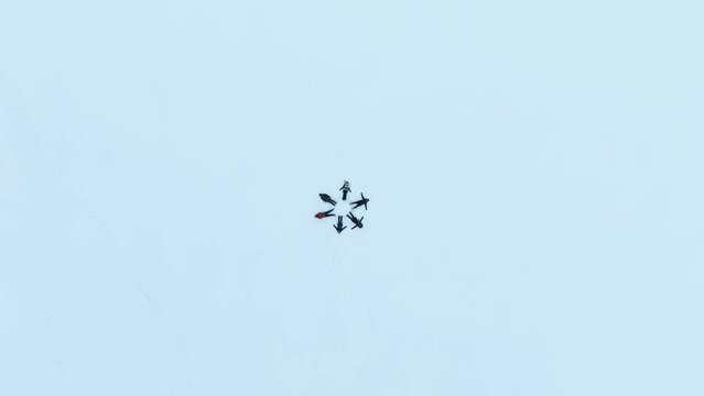 People in the Frozen Cildir Lake and Carriage Drone Video, Cildir Ardahan, Turkey