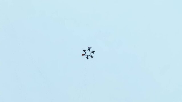 People in the Frozen Cildir Lake and Carriage Drone Video, Cildir Ardahan, Turkey