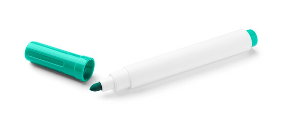 Bright green marker isolated on white. School stationery