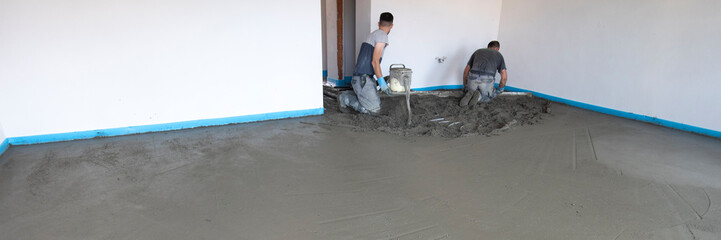 Screeding at construction of new built house