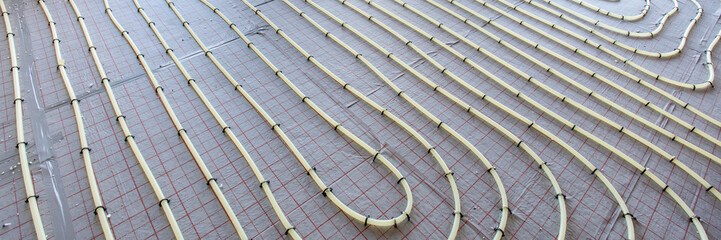 underfloor heating system in construction of new residential house