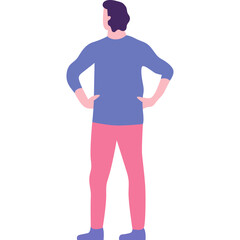 Man standing back side vector icon on white