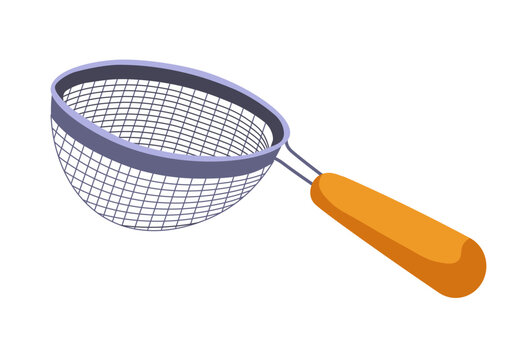 Tea strainer stainless steel with handle vector