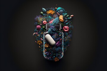 Abstract medicine pills generative ai 