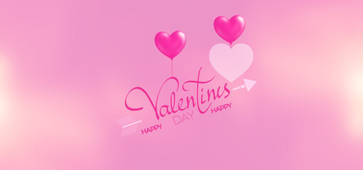 happy valentine day banner pink