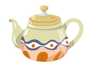 Tea pot or kettle for brewing beverage vector