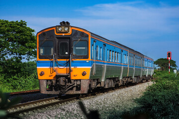 Obraz premium Diesel railcar on the railway.