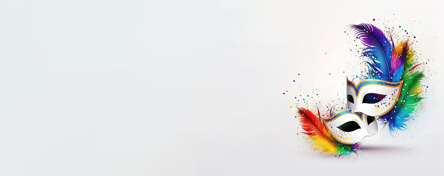 Carnival banner letter party invitation, Carnevale, mardi gras, copy space, Generative AI
