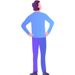 Back side view on man vector icon isolated