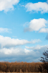 The clear blue sky of Ukraine without rockets, drones and explosions. The war will end and there will be peace. Flag of Ukraine. Faith in victory