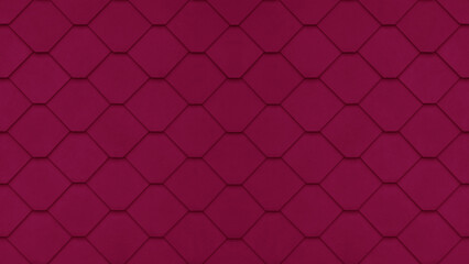 Seamless abstract  dark magenta pink colored painted geometric rhombus diamond hexagon 3d tiles wall texture background