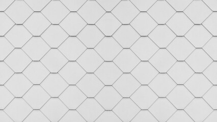 White seamless geometric rhombus diamond hexagon 3d tiles wall texture background.