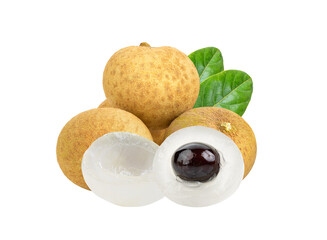 Longan  with leaf isolated on transparent png