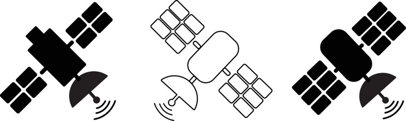 Satellite icons collection over white background. Broadcasting pictograms set vector illustration