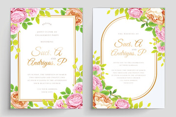 wedding invitation card with floral roses design