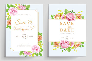 wedding invitation card with floral roses design