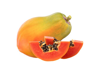 ripe papaya fruit with seeds on transparent png