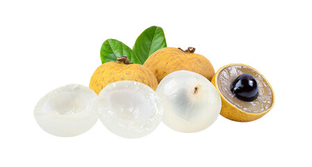 longan  with leaf isolated on transparent png