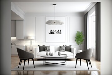 Modern luxury living and dining room design apartment. Generative ai