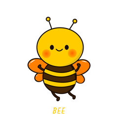 Vector illustration of cute bee cartoon waving isolated on white background